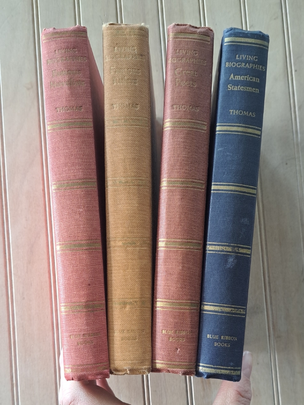 Vintage 1940s Living Biographies Blue Ribbon Books History Hardcover Lot of 4